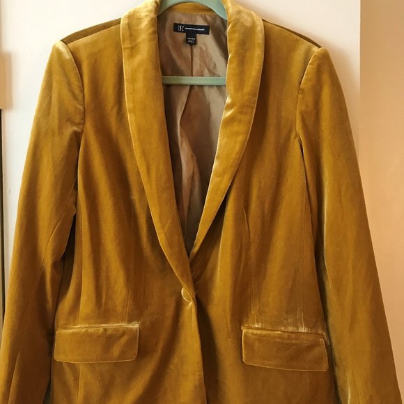 INC International Concepts Jackets & Blazers - INC Gold Velvet Dress Blazer